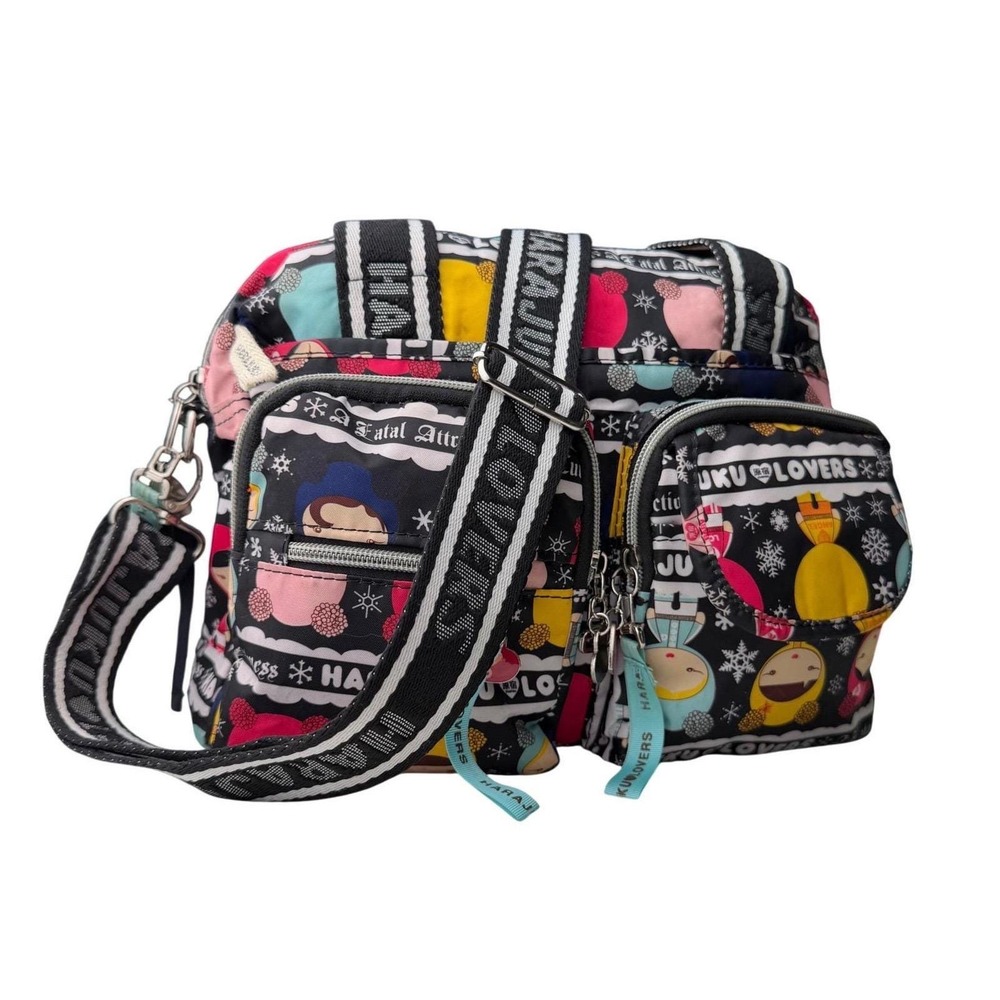 Harajuku Lovers Vintage Y2K Crossbody Bag Black Multi Color Kawaii Art Animecore